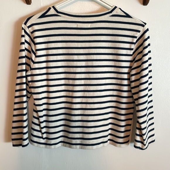 Madewell Women Size XXS Pocket 3/4 sleeve white and navy striped shirt - Picture 3 of 3